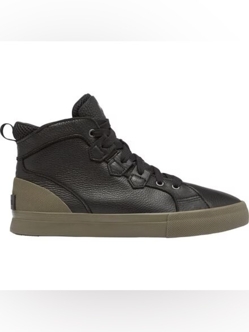 Sorel Men's Black Leather High-Top Sneakers with Olive Sole